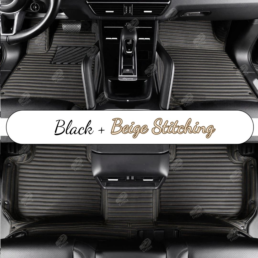 GALAXY CUSTOM SINGLE LAYER CAR MATS SET BLACK & BEIGE