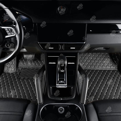 BLACK & BEIGE STITCHING DIAMOND LUXURY CAR MATS SET