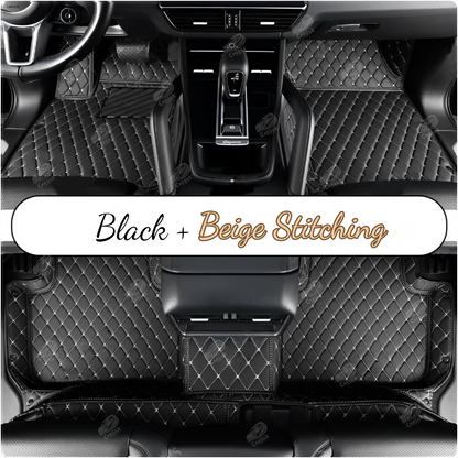 BLACK & BEIGE STITCHING DIAMOND LUXURY CAR MATS SET