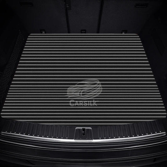 BLACK BEIGE STITCHING STRIPE LUXURY TRUNK CAR MATS SET - Carsilks 