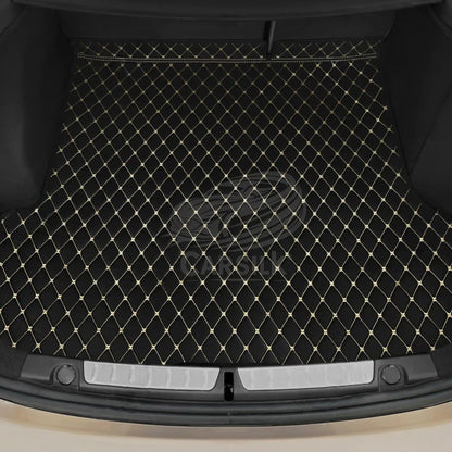 BLACK & BEIGE STITCHING DIAMOND LUXURY BASE TRUNK CAR MATS SET