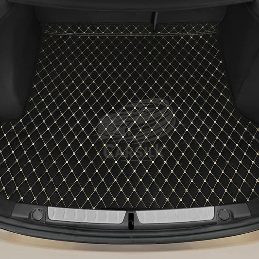 BLACK & BEIGE STITCHING DIAMOND LUXURY BASE TRUNK CAR MATS SET - Carsilks 