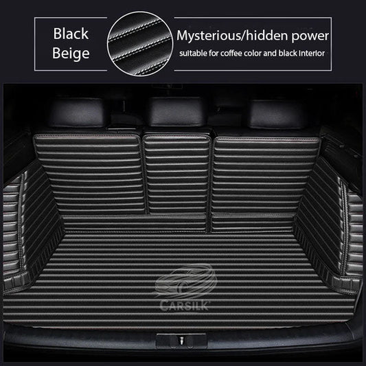 BLACK BEIGE STITCHING 3D SERIES STRIPE LUXURY TRUNK CAR MATS SET - Carsilks 