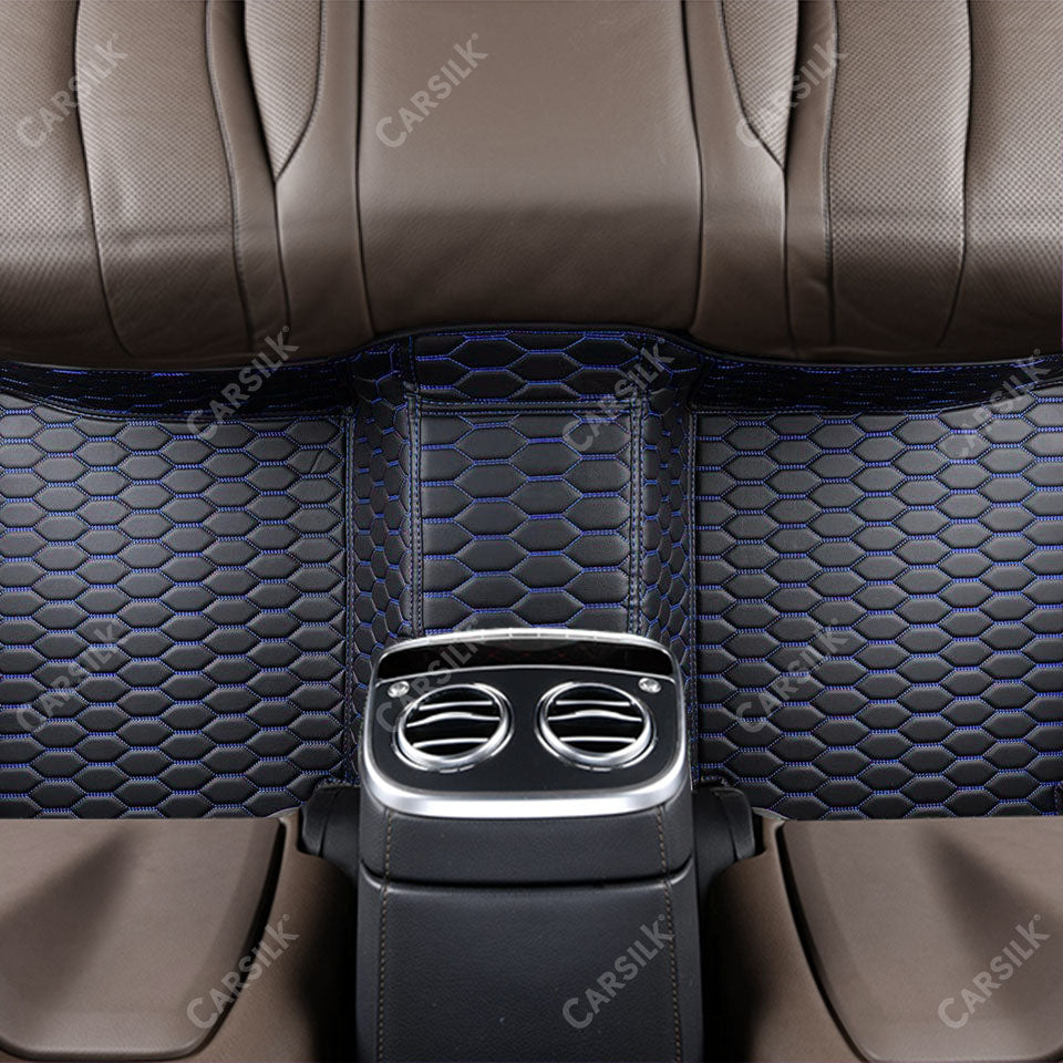 BLACK & BLUE STITCHING HONEY COMB LUXURY CAR MATS SET - Carsilks 