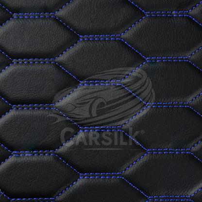 BLACK & BLUE STITCHING 3D SERIES HONEY COMB LUXURY TRUNK CAR MATS SET - Carsilks 