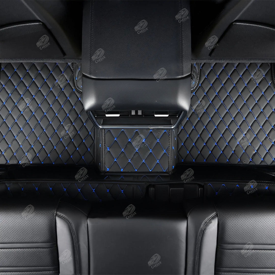 BLACK & BLUE STITCHING DIAMOND LUXURY CAR MATS SET