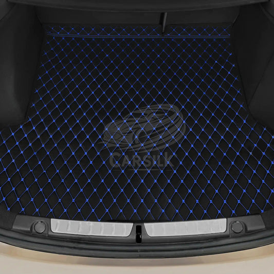 BLACK & BLUE STITCHING DIAMOND LUXURY TRUNK CAR MATS SET - Carsilks 