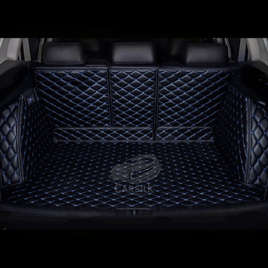 BLACK & BLUE STITCHING 3D SERIES DIAMOND LUXURY TRUNK CAR MATS SET