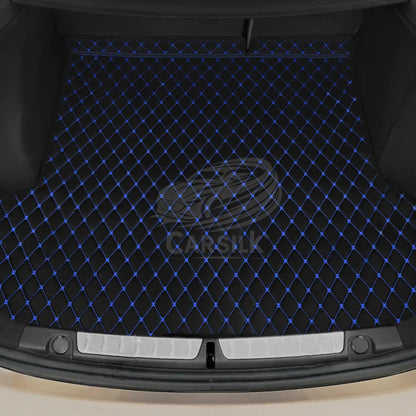 BLACK & BLUE STITCHING DIAMOND LUXURY BASE TRUNK CAR MATS SET