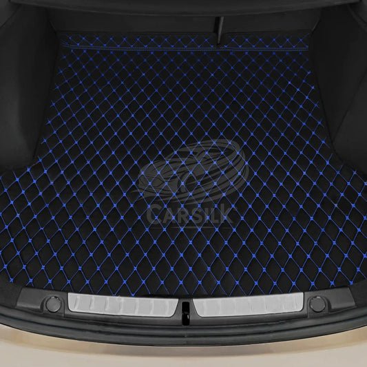 BLACK & BLUE STITCHING DIAMOND LUXURY BASE TRUNK CAR MATS SET