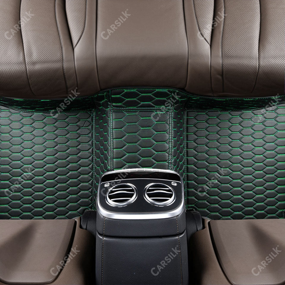 BLACK & GREEN STITCHING HONEY COMB LUXURY CAR MATS SET - Carsilks 