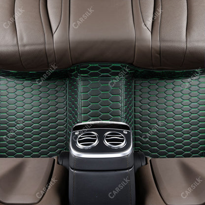 BLACK & GREEN STITCHING HONEY COMB LUXURY CAR MATS SET - Carsilks 