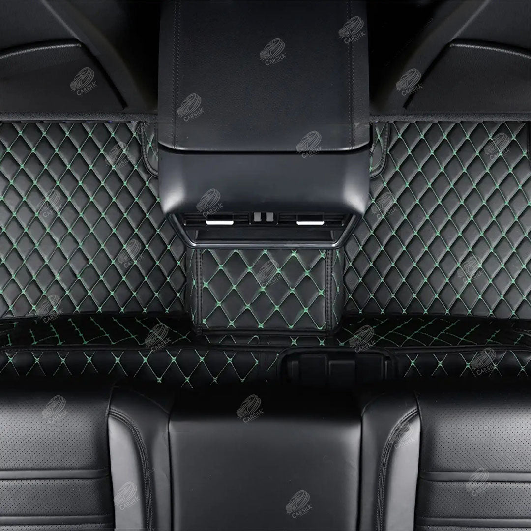 BLACK & GREEN STITCHING DIAMOND LUXURY CAR MATS SET - Carsilks 