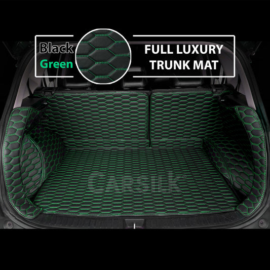 BLACK & GREEN STITCHING 3D SERIES HONEY COMB LUXURY TRUNK CAR MATS SET - Carsilks 
