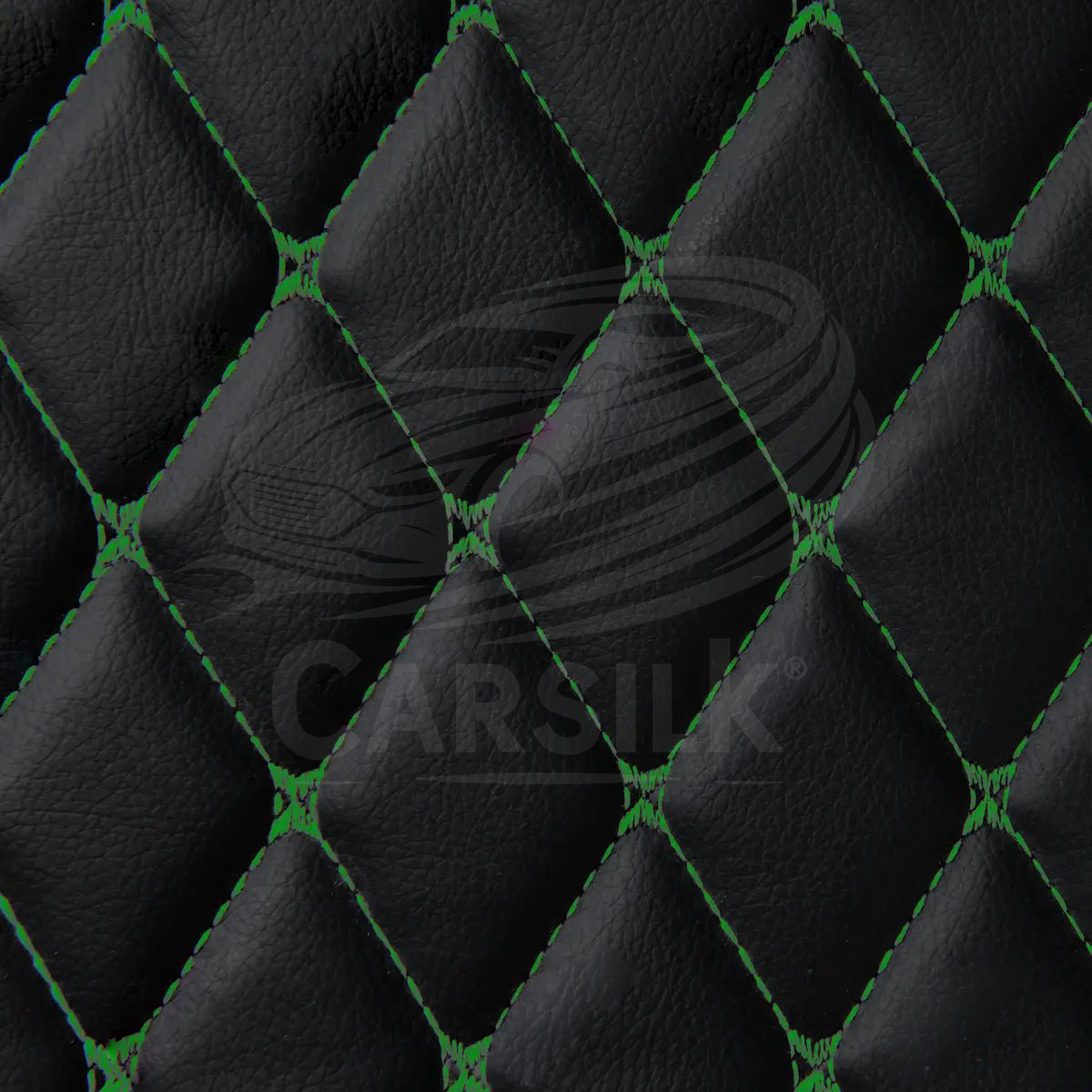 BLACK & GREEN STITCHING DIAMOND LUXURY CAR MATS SET - Carsilks 