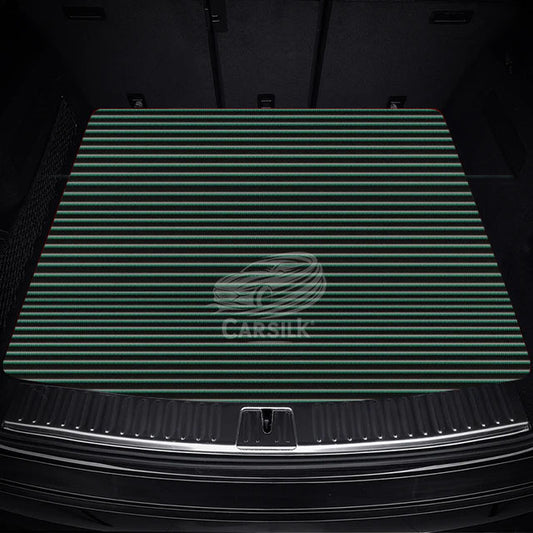 BLACK GREEN STITCHING STRIPE LUXURY TRUNK CAR MATS SET - Carsilks 