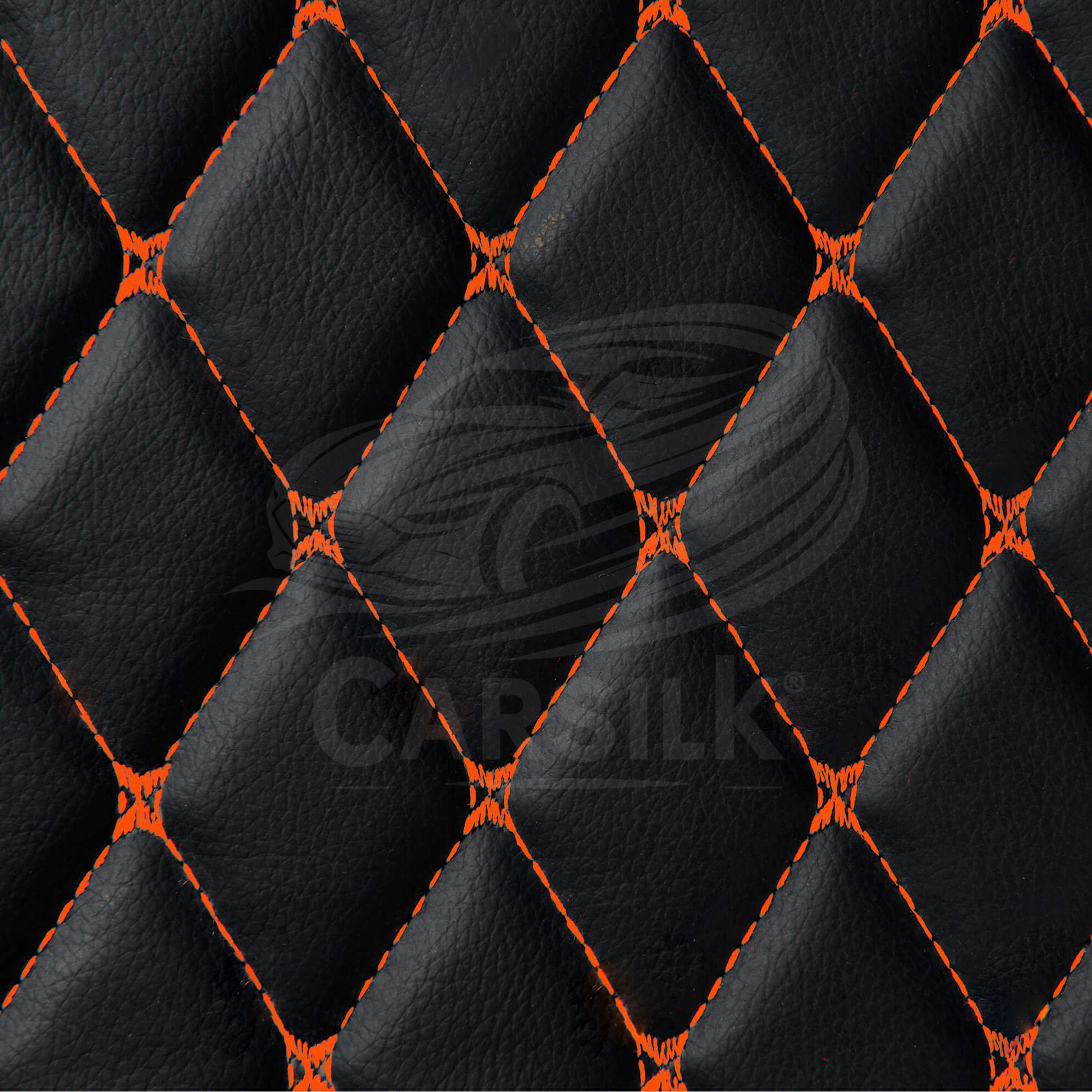 BLACK ORANGE STITCHING 3D SERIES DIAMOND LUXURY TRUNK CAR MATS SET - Carsilks 