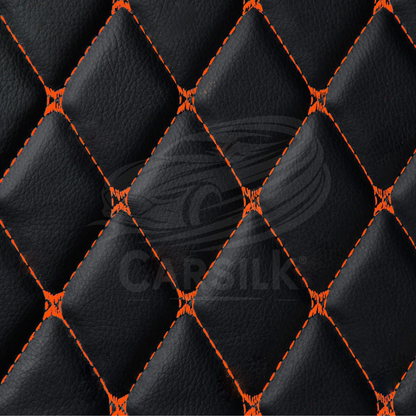 BLACK ORANGE STITCHING 3D DIAMOND LUXURY TRUNK CAR MATS SET - Carsilks 