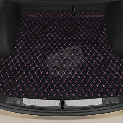 BLACK & PURPLE STITCHING DIAMOND LUXURY BASE TRUNK CAR MATS SET