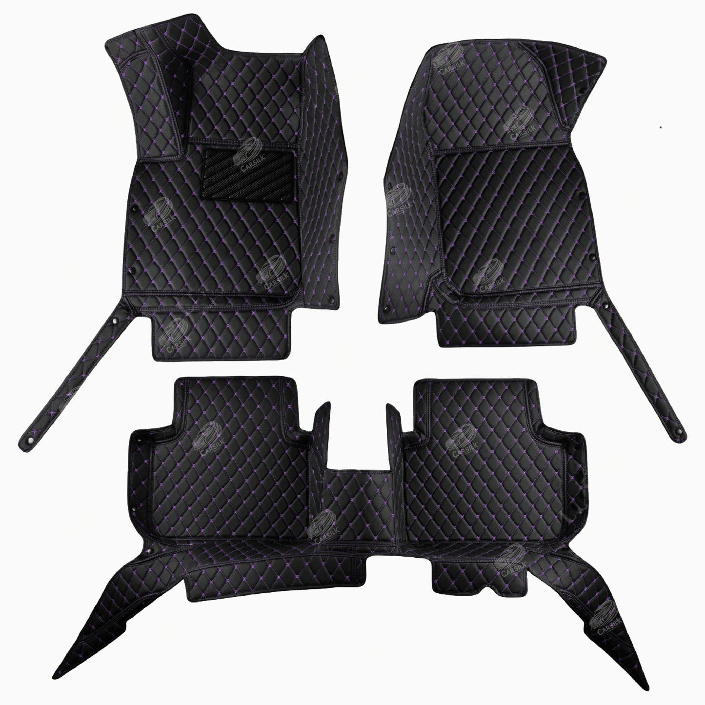 BLACK & PURPLE DIAMOND LUXURY CAR MATS SET