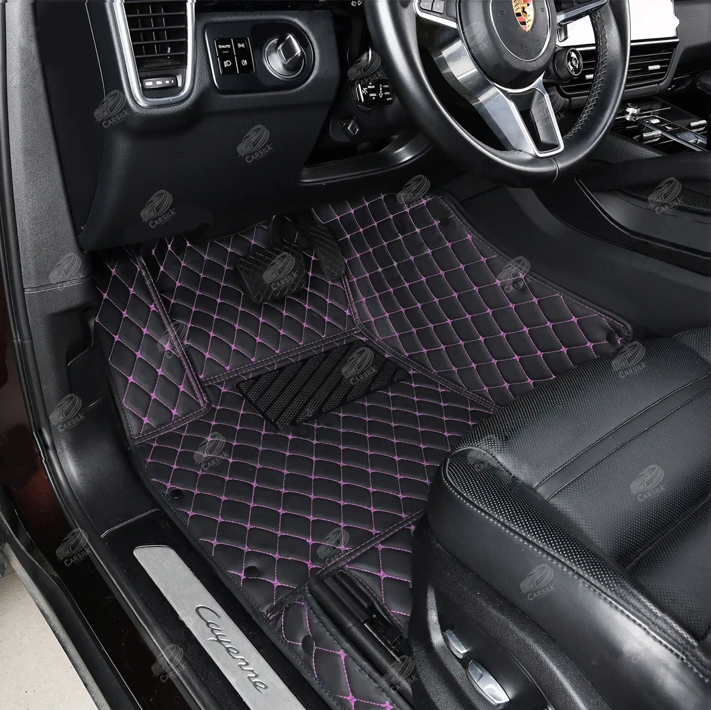 BLACK & PURPLE DIAMOND LUXURY CAR MATS SET