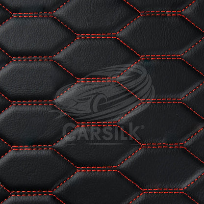 BLACK AND RED STITCHING HONEY COMB LUXURY CAR MATS SET