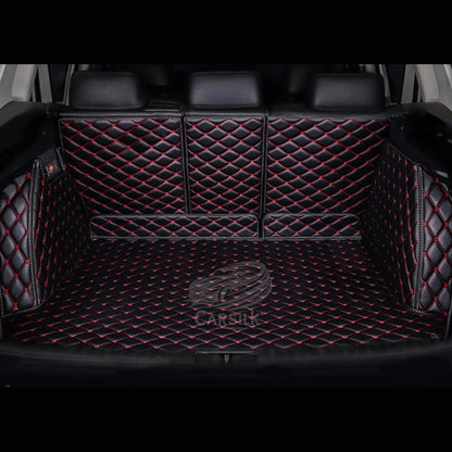 BLACK RED STITCHING 3D DIAMOND LUXURY TRUNK CAR MATS SET - Carsilks 