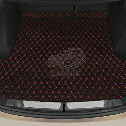 BLACK & RED STITCHING DIAMOND LUXURY BASE TRUNK CAR MATS SET