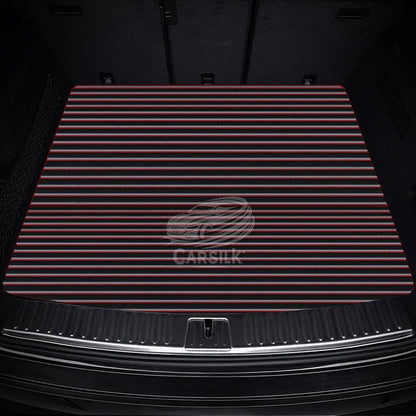 BLACK & RED STITCHING STRIPE LUXURY BASE TRUNK CAR MATS SET