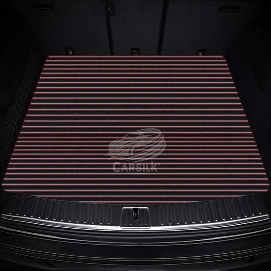 BLACK RED STITCHING STRIPE LUXURY TRUNK CAR MATS SET - Carsilks 