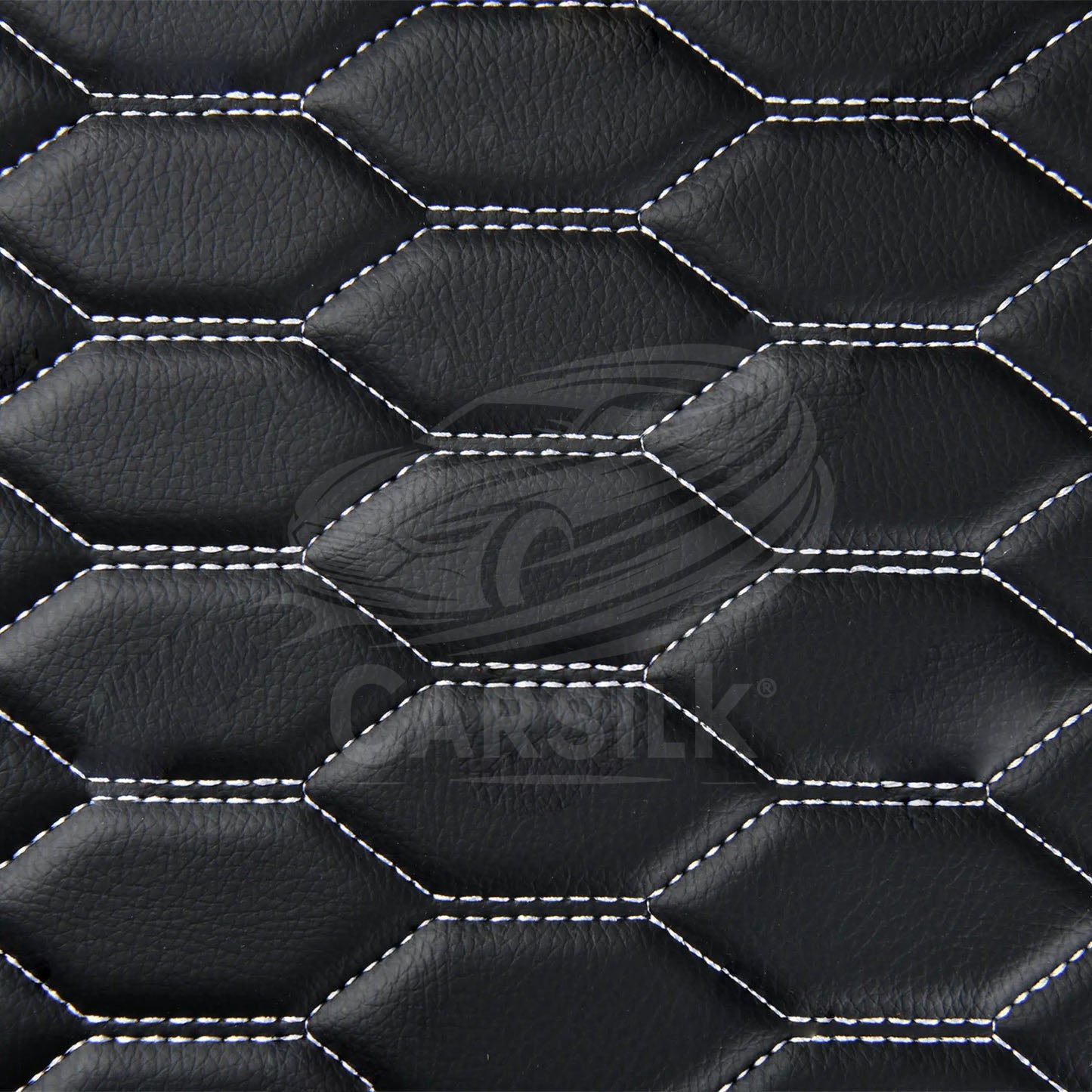 BLACK AND WHITE STITCHING HONEY COMB LUXURY CAR MATS SET