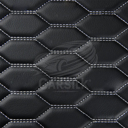 BLACK AND WHITE STITCHING HONEY COMB LUXURY CAR MATS SET