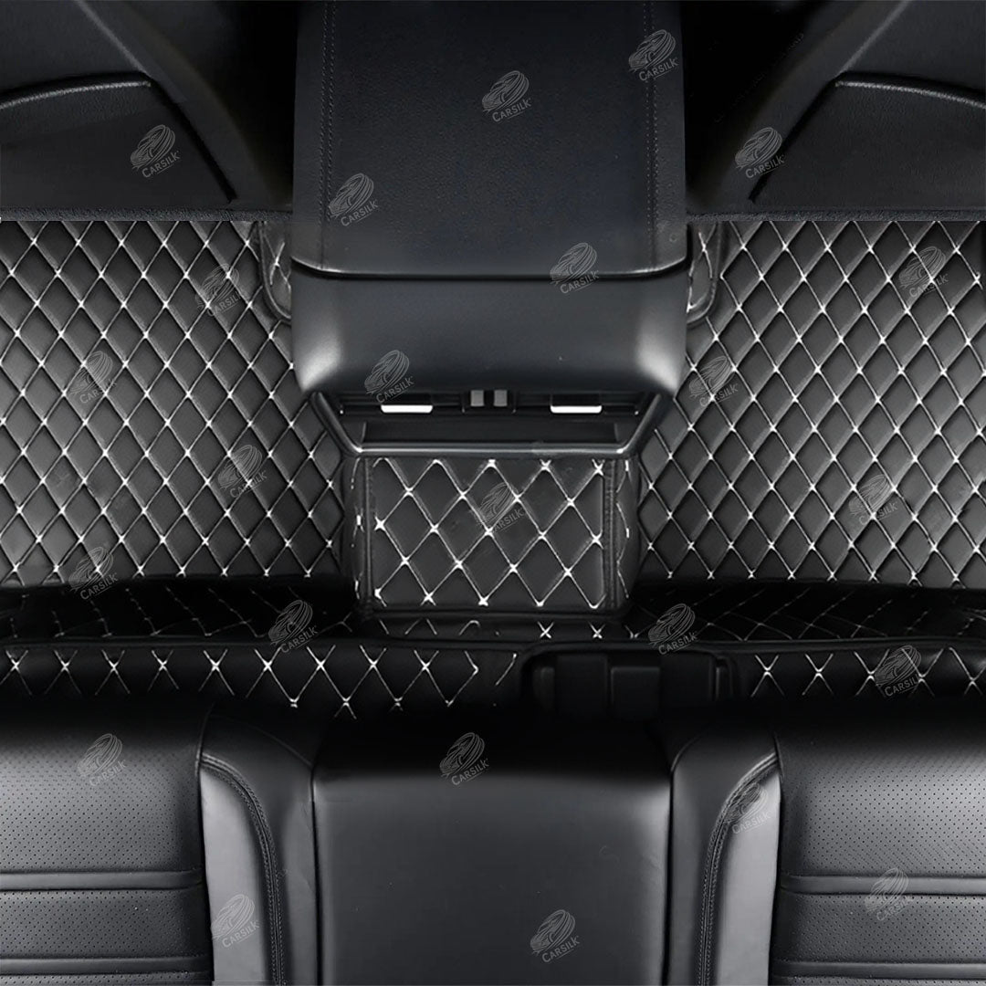 BLACK & WHITE STITCHING DIAMOND LUXURY CAR MATS SET