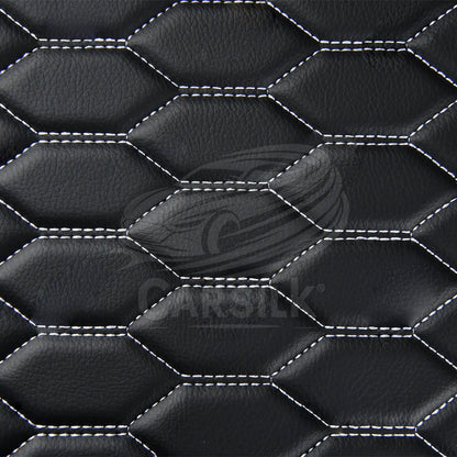 BLACK & WHITE STITCHING 3D SERIES HONEY COMB LUXURY TRUNK CAR MATS SET