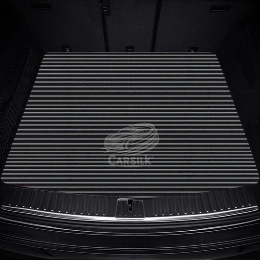 BLACK WHITE STITCHING STRIPE LUXURY TRUNK CAR MATS SET - Carsilks 