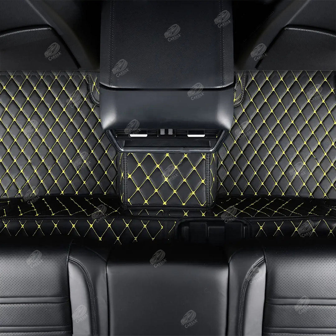 BLACK & YELLOW STITCHING DIAMOND LUXURY CAR MATS SET - Carsilks 