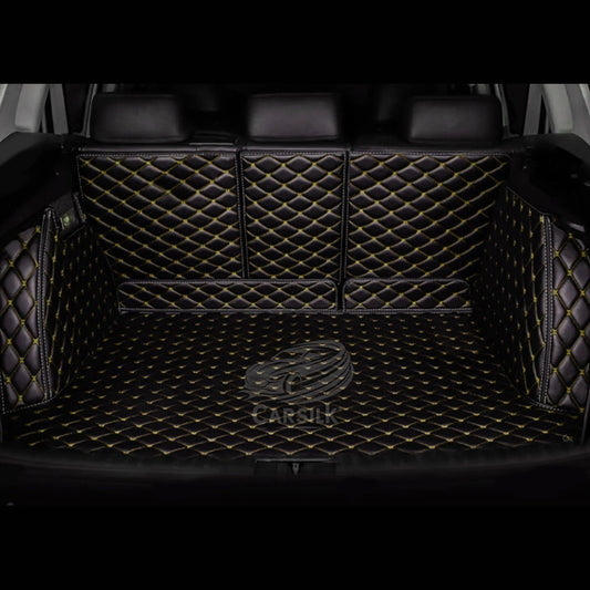 BLACK & YELLOW STITCHING 3D SERIES DIAMOND LUXURY TRUNK CAR MATS SET