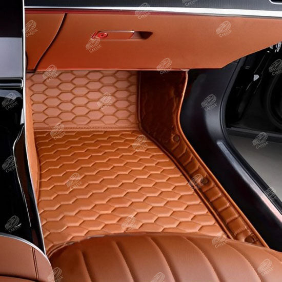 BROWN STITCHING HONEY COMB LUXURY CAR MATS SET