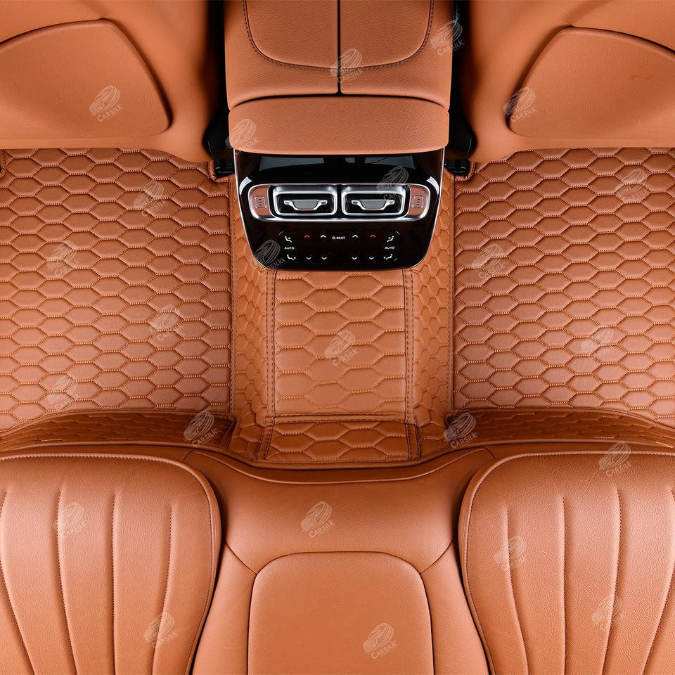 BROWN STITCHING HONEY COMB LUXURY CAR MATS SET