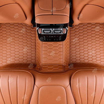 BROWN STITCHING HONEY COMB LUXURY CAR MATS SET