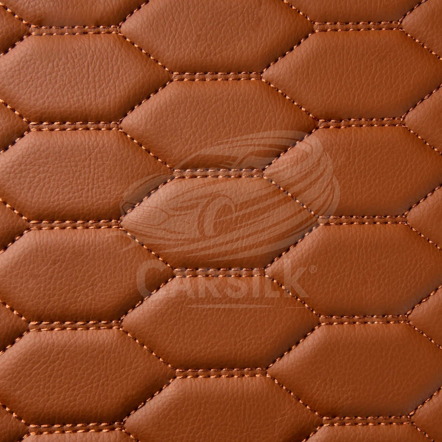 BROWN STITCHING HONEY COMB LUXURY CAR MATS SET