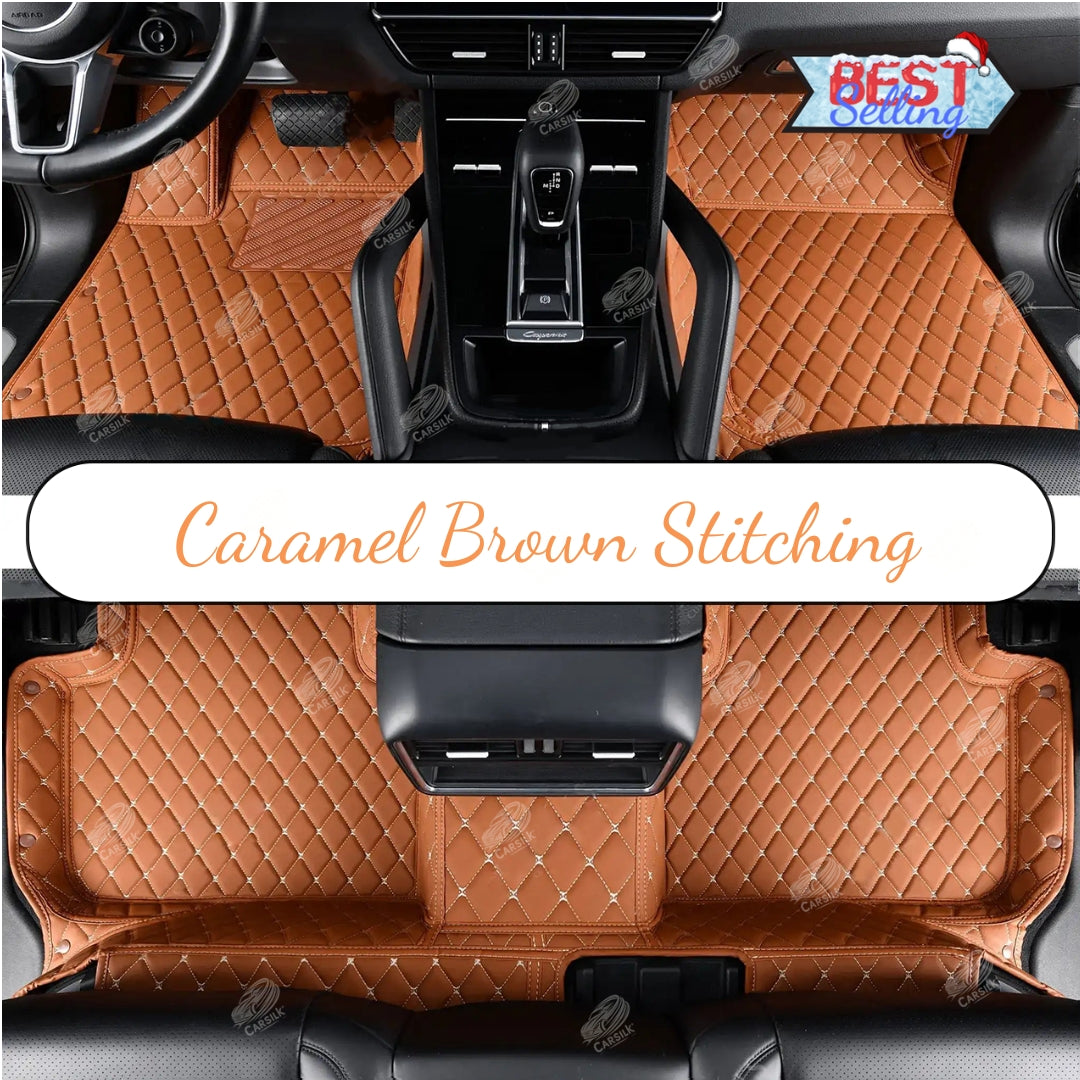 CARAMEL BROWN DIAMOND LUXURY CAR MATS SET - Carsilks 