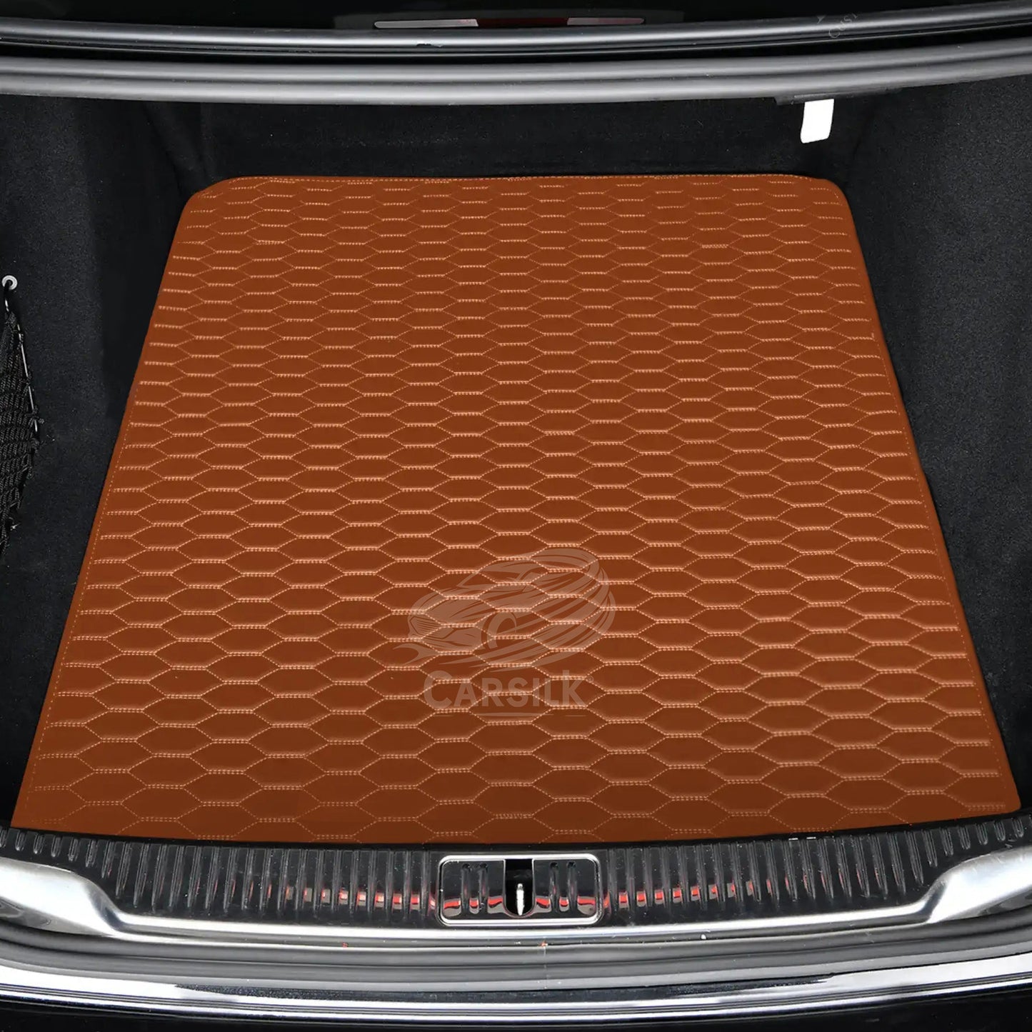 CARAMEL BROWN HONEYCOMB LUXURY BASE TRUNK CAR MATS SET