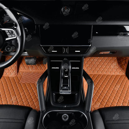 CARAMEL BROWN DIAMOND LUXURY CAR MATS SET - Carsilks 