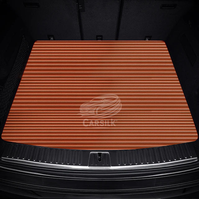 CARAMEL BROWN STITCHING STRIPE LUXURY BASE TRUNK CAR MATS SET