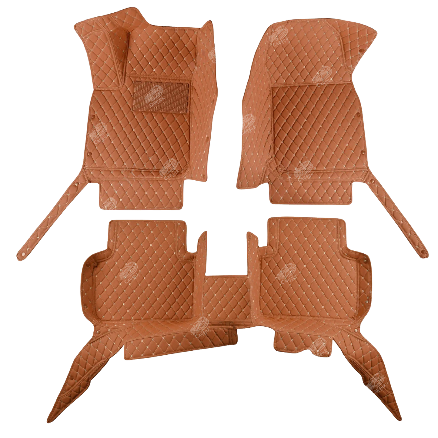 CARAMEL BROWN DIAMOND LUXURY CAR MATS SET - Carsilks 