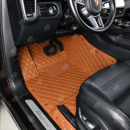 CARAMEL BROWN DIAMOND LUXURY CAR MATS SET