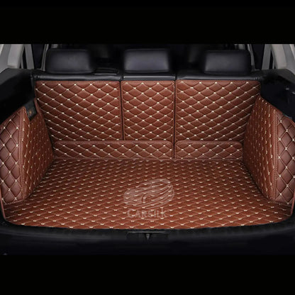 CARAMEL BROWN STITCHING 3D DIAMOND LUXURY TRUNK CAR MATS SET - Carsilks 