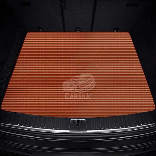 CARAMEL BROWN STRIPE LUXURY TRUNK CAR MATS SET - Carsilks 