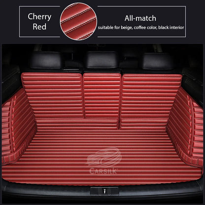 CHERRY RED STITCHING 3D SERIES STRIPE LUXURY TRUNK CAR MATS SET